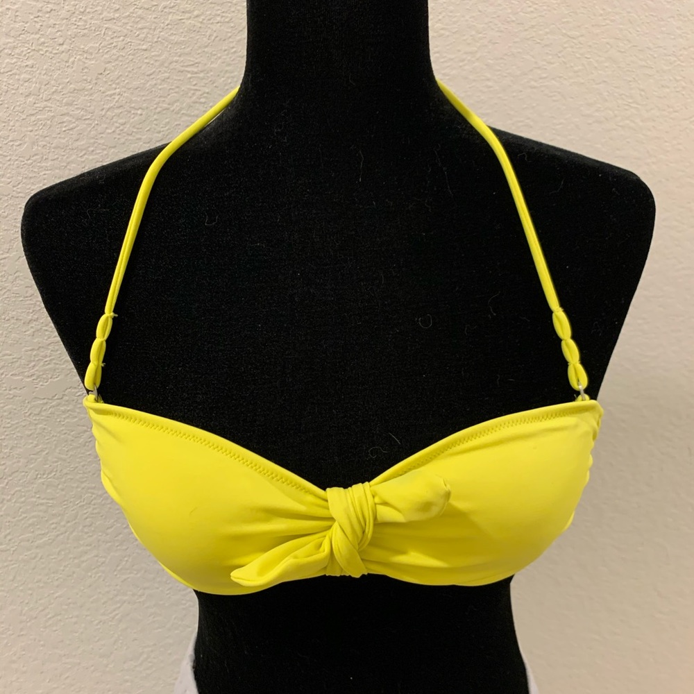 Neon Yellow Strapless Bikini Top